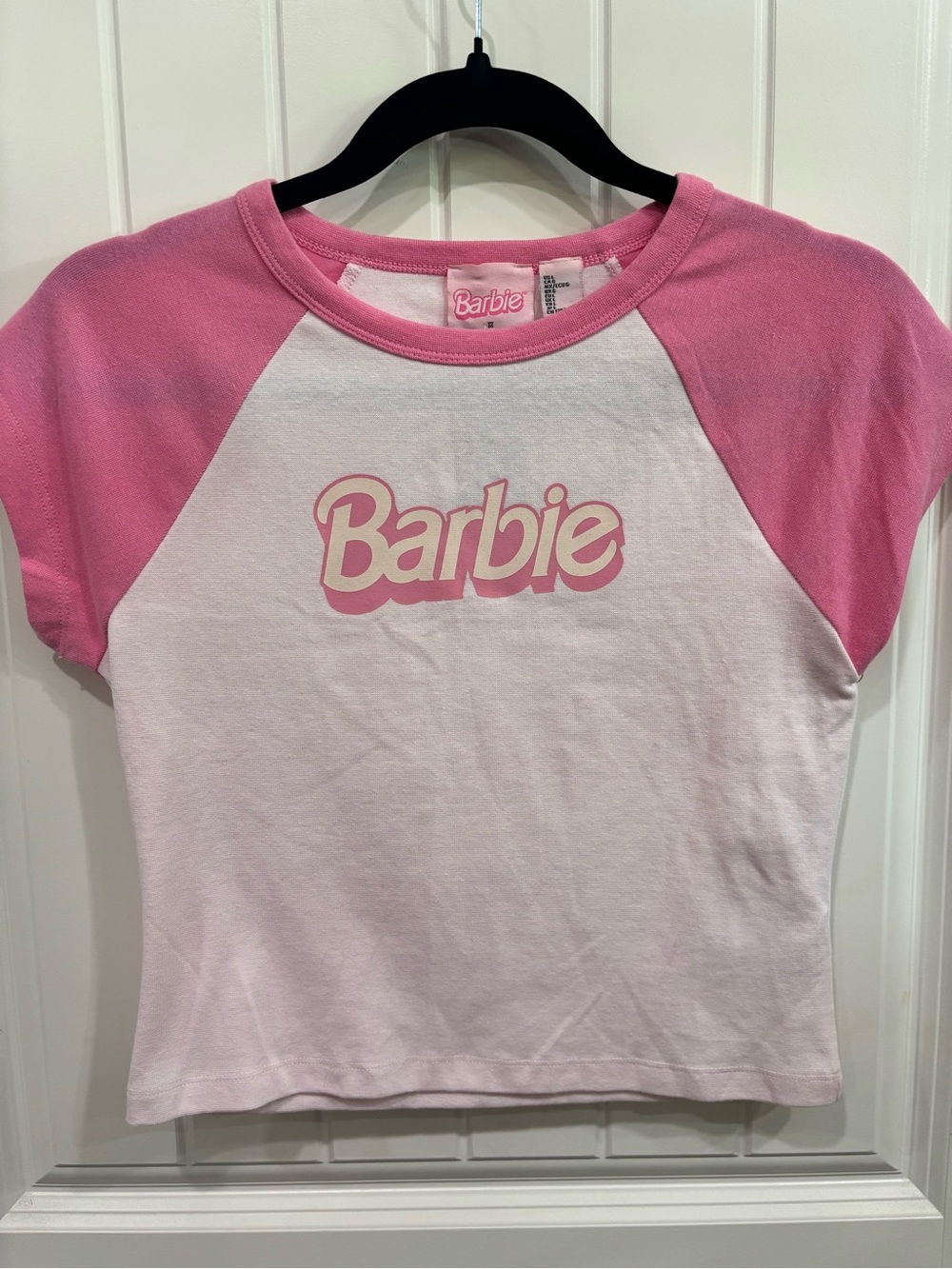 Barbie Pink & White Raglan Logo Tee